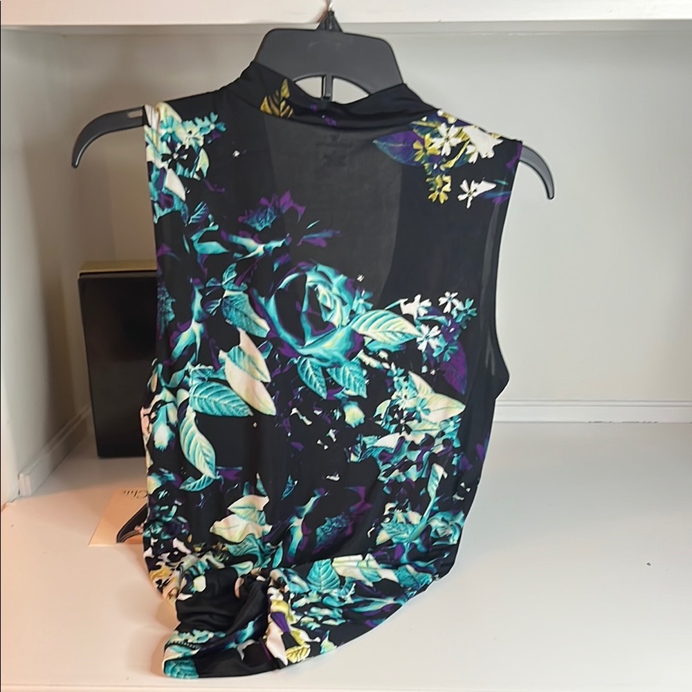 Worthington Black and Blue Draped Neckline Blouse - Picture 2 of 3